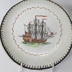Collection of 9 Chinese Export Porcelains and American Grain Decorated Whale End Hanging Shelf