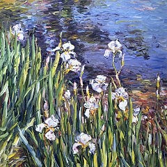 Jan Pawlowski Oil on Canvas “Iris at Water’s Edge”