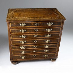 Diminutive English Oyster Walnut Collector’s Bureau