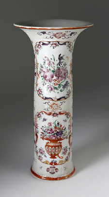 Chinese Export Porcelain Famille Rose Enameled Trumpet Vase