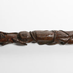 Fancifully Carved Whale Ivory and Wood Walking Stick