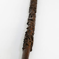 Fancifully Carved Whale Ivory and Wood Walking Stick