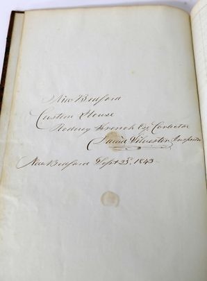 New Bedford Custom House Ledger 1843-1846, Kept by Rodney French Esq. Conlectar, David Silvester Inspector, New Bedford Sept. 23, 1843