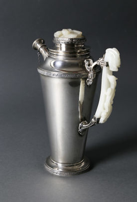 Yamanaka Jade-Mounted Sterling Silver Cocktail Jug, circa 1900