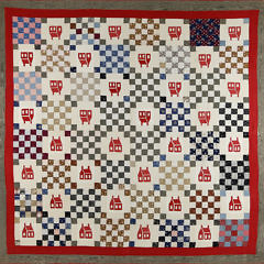 American Red School House Patchwork Quilt