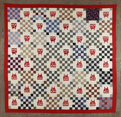 American Red School House Patchwork Quilt