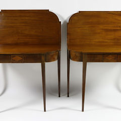 Pair of American Hepplewhite Inlaid Mahogany Line Inlaid Card Tables