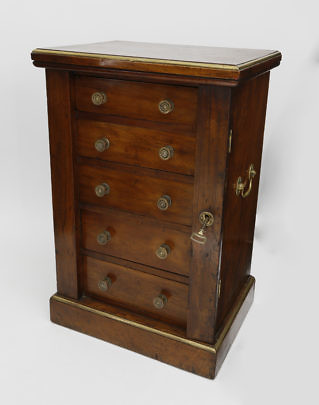 Late Regency Brass-Mounted Rosewood Small Lockside Wellington Chest of Drawers