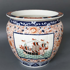 ) Imari Porcelaneous Stoneware Jardiniere