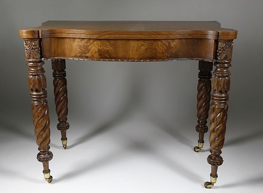 American Federal Mahogany Card Table Attributed to Samuel McIntyre