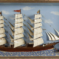 American Shadow Box of a 3-Masted Clipper Ship