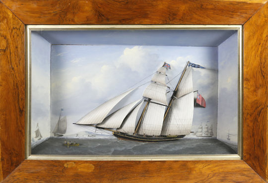 Fine Shadowbox Diorama of the English Yacht Thomas & Mathie
