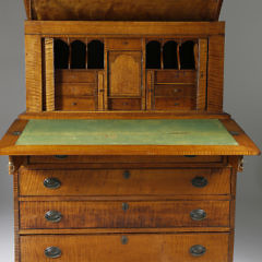 American Federal Tiger Maple and Cherrywood Writing Cabinet