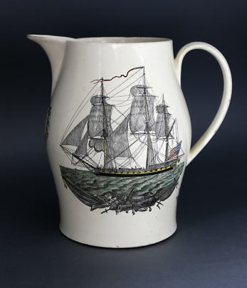 Liverpool Earthenware Jug with American Clipper Decoration