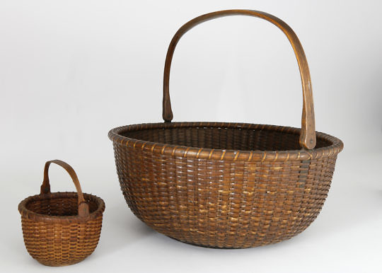 Miniature and Round Shallow Nantucket Baskets