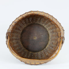 Rare Miniature Nantucket Round Open Swing Handle Basket and  Large Round Shallow Swing Handle Nantucket Basket