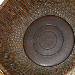 Rare Miniature Nantucket Round Open Swing Handle Basket and  Large Round Shallow Swing Handle Nantucket Basket