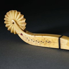 Whale Ivory Scrimshawed Serpent Pie Crimper