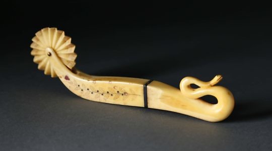 Whale Ivory Scrimshawed Serpent Pie Crimper