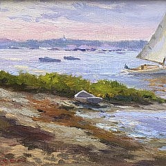 William G. Hanson, ASMA Oil on Board “Nantucket Harbor from the Creeks”