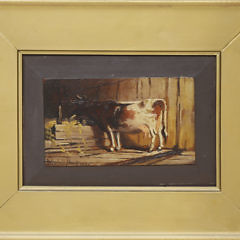 Wendell Macy (1845-1913) Oil on Door Panel "Portrait of a Cow",