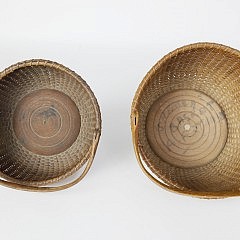 Two Harrison Gardner Round Open Swing Handle Nantucket Baskets