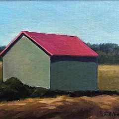 Joan Albaugh Oil on Board “Red Roof”