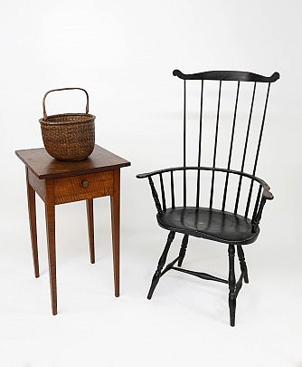 Windsor Chair, Work Table, Nantucket Basket