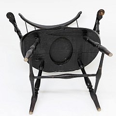 Clinton “Mitchy” Ray Open Round Swing Handle Nantucket Harvest Basket, American Tiger Maple One-Drawer Work Table and Tall Fan-back Windsor Armchair