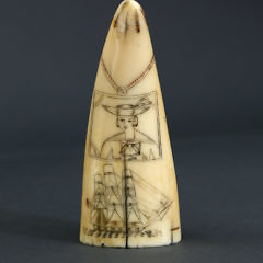 A Fine Lady Liberty Whaler Scrimshaw and Polychrome Whale Tooth