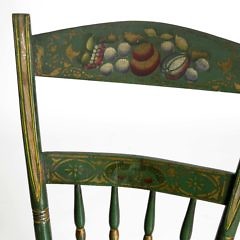 Set of Six Pennsylvania Painted Plank Seat Dining Chairs