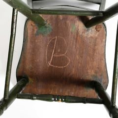 Set of Six Pennsylvania Painted Plank Seat Dining Chairs