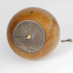 English Fruitwood Pear Form Tea Caddy and Pair of George Grove Signed English Queen Anne Brass Candlesticks