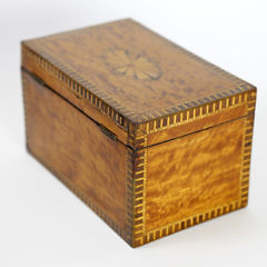 English Regency Dual Compartment Inlaid Satinwood Tea Caddy