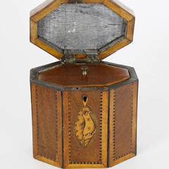 English Regency Inlaid Octagonal Single Compartment Tea Caddy