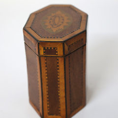 English Regency Inlaid Octagonal Single Compartment Tea Caddy