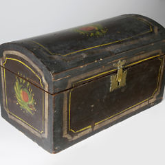 American Diminutive Paint Decorated Dome Top Document Box