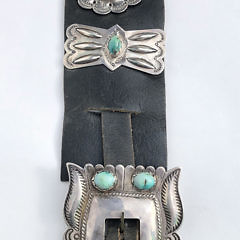 Large Navajo Sterling Silver & Turquoise Concho Belt