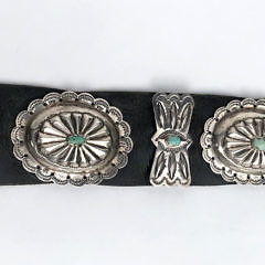 Large Navajo Sterling Silver & Turquoise Concho Belt