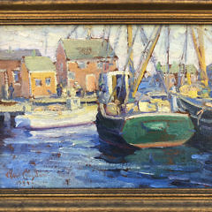 Anne Ramsdell Congdon (American 1873-1958) Oil on Artist Board “Commercial Wharf, Nantucket”