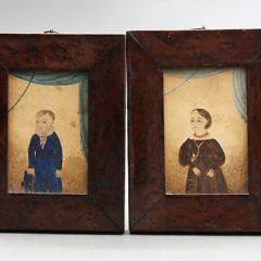 Pair of American Miniature Watercolors of Mira and Edwin Williams