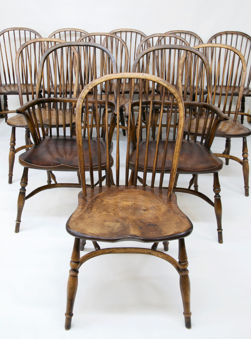 Windsor Dining Chairs Set of 12 English Windsor Oak Dining Chairs