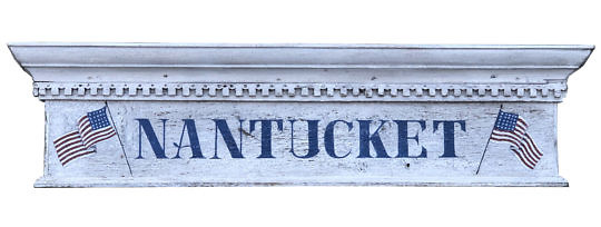 135-3271 Hand Painted Nantucket sign with flags