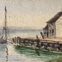 William George (Reverend) Puddlefoot Mixed Media on Paper “Swain’s Wharf”