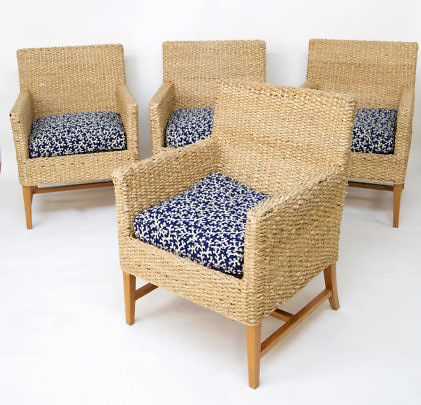 4 Woven Armchairs