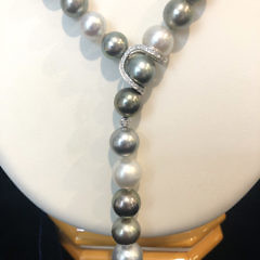 Fine 10mm-13.3mm White South Sea and Tahitian Pearl Lariat Necklace