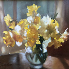 Paul Longnecker Oil on Board “Daffodil Still Life”