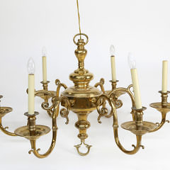 Six-Light Brass Chandelier Height 23 in. Diameter 37 in.