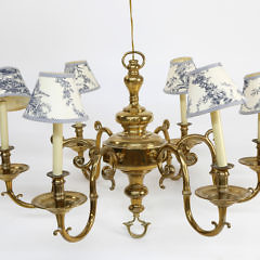 452-4600 Brass Chandelier with shades_1271 2