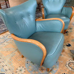 71-2574 Art Deco Green Club Chairs